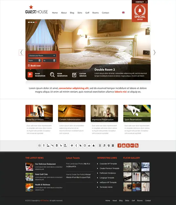 Guesthouse - WordPress Hotel & Sport Center 2in1 Premium Theme
