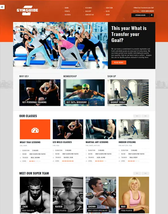 Gym Guide -Wordpress Fitness Sport Theme