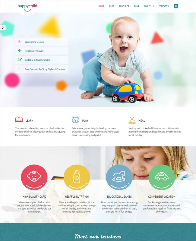 HappyChild - Kindergarten Baby School WordPress Theme