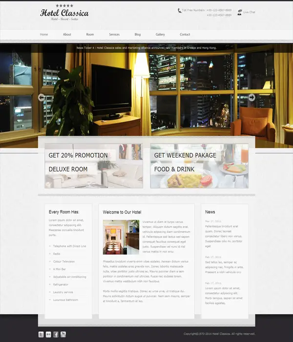 Hotel Classica -WordPress Clean Minimalist Theme
