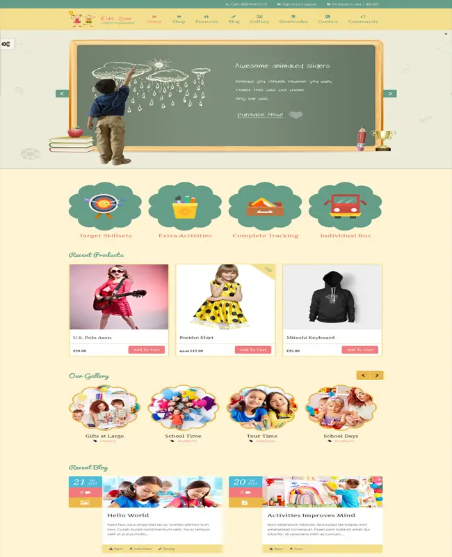 Kids Zone- Preschool Training Center Theme For Children