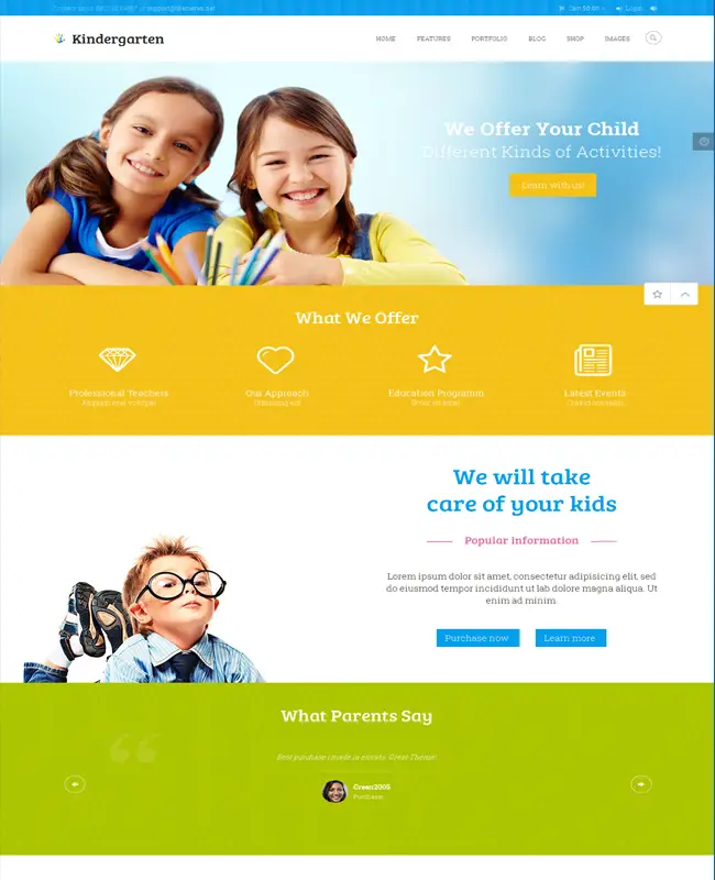 Kindergarten - Modern Children School WordPress Theme