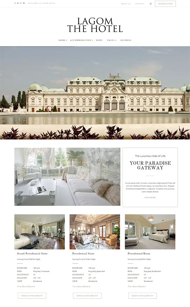 Lagom Hotel - Luxurious Hotel Resort WordPress Theme