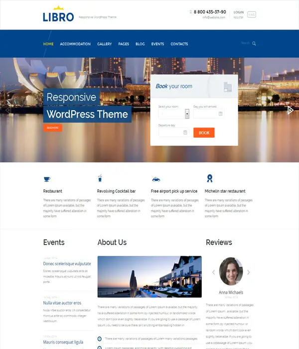 Libro - Hotel Reservation WordPress Theme