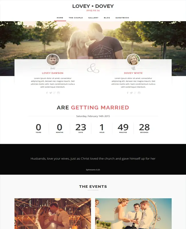 Lovey Dovey - WordPress Lovely Wedding Theme