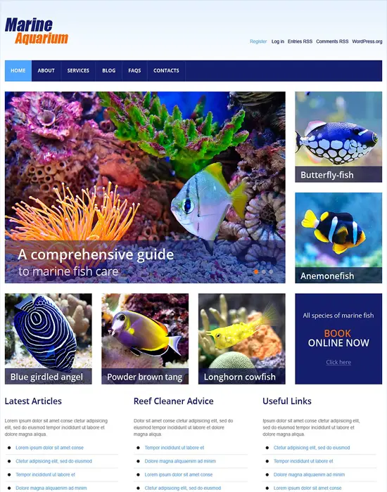 Marine Aquarium-Animals WordPress Theme