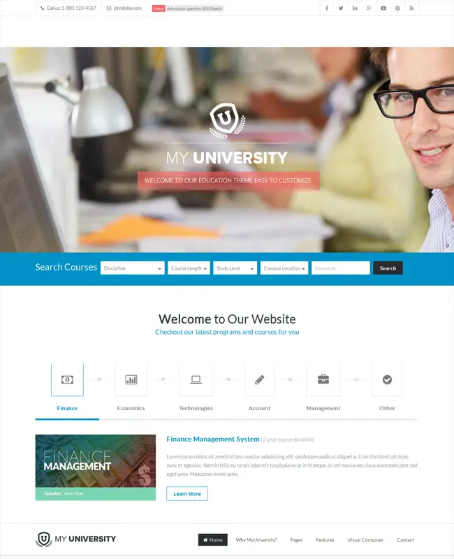 My University - Education/College Solutions WordPress Theme