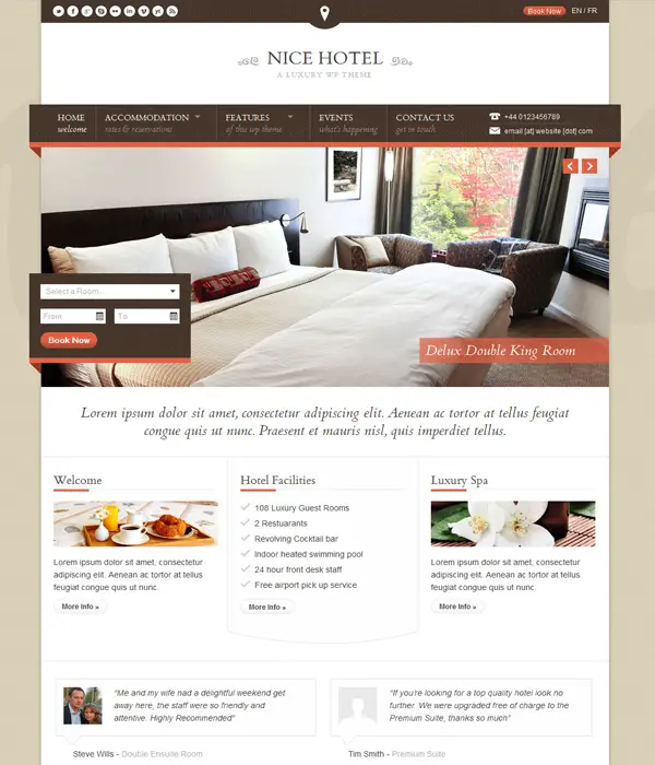 Nice Hotel - Responsive WordPress Hotel Traverl Theme