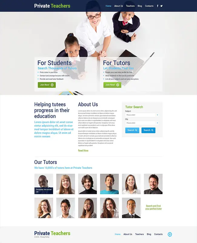 Private Teachers - WordPress Tutorial Private Education Theme