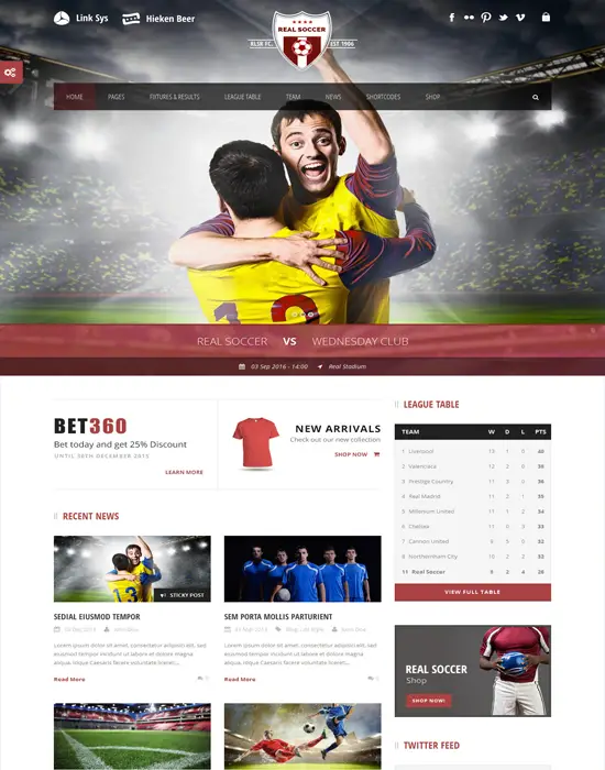 Real Soccer - Sport Clubs Responsive WordPress Theme