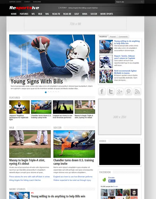 Resportsive - Responsive Sports News WordPress Theme