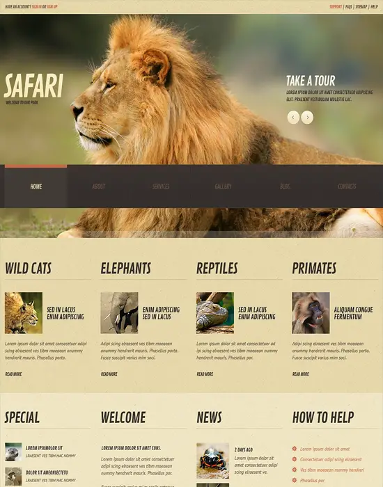Safari-WordPress Animals Theme