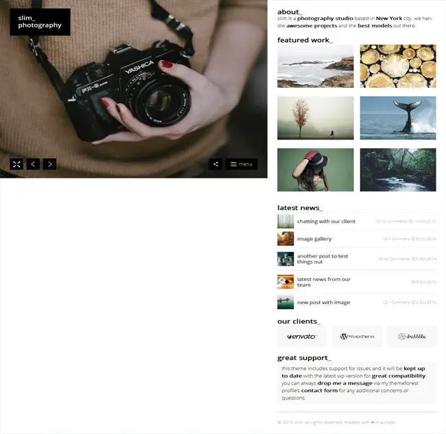 Slim - WordPress Fresh Photography Responsive Theme