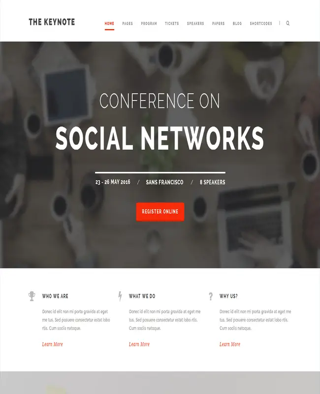 The Keynote - Education Conference / Meeting WordPress Theme