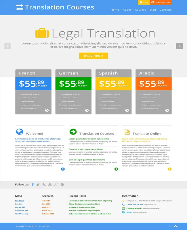 Translation Course - Professional Translated Edu WordPress Theme