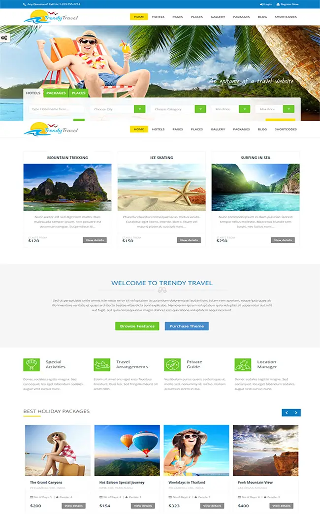 Trendy Travel- Multipurpose Tour Package WP Theme