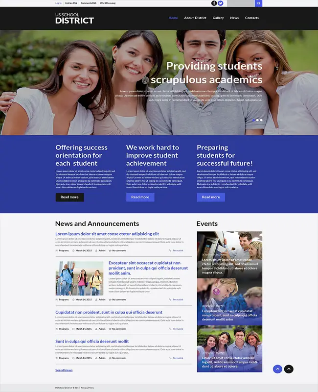 US School District - Premium WordPress Education Theme