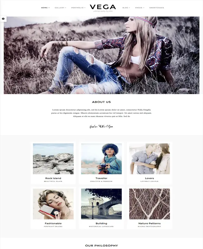 Vega - Portfolio Gallery WordPress Theme for Photographer