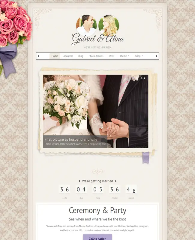 Vintage - Wedding Simple Clean WordPress Theme