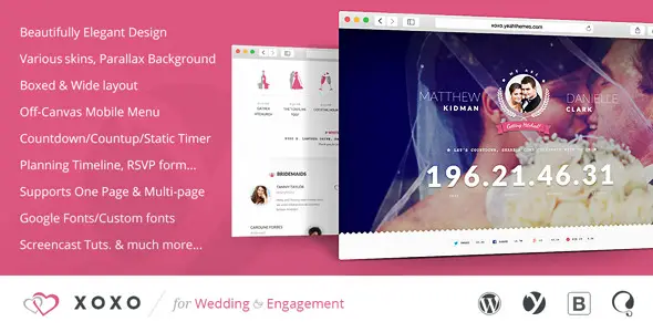 XOXO - WordPress Beautifully Elegant Wedding Theme