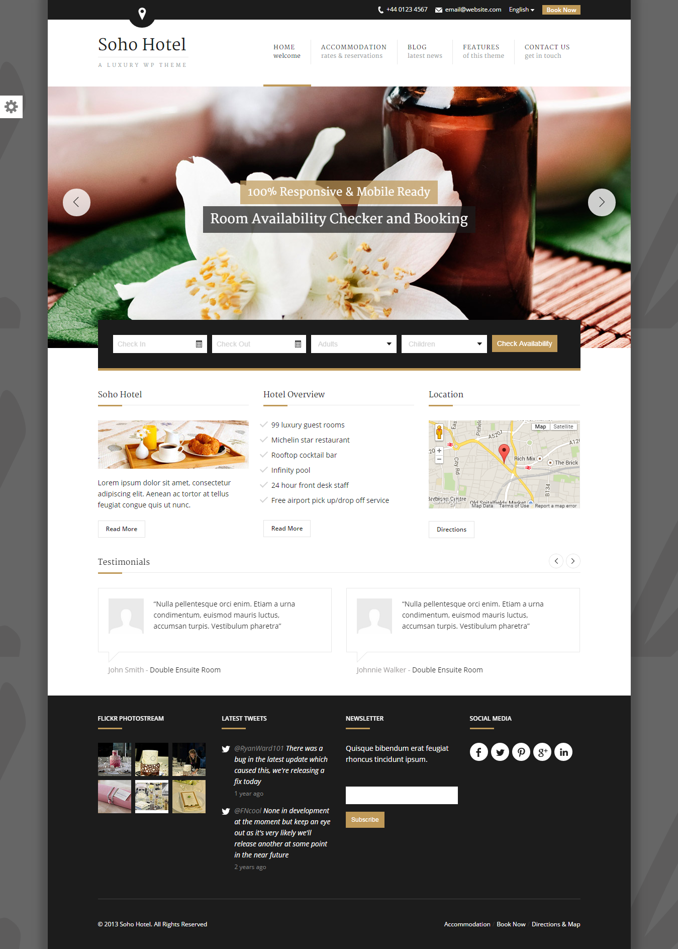 Soho Hotel - Responsive WordPress Hotel Booking Theme