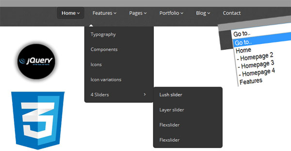 3-Level Menu - Responsive Drop Down 3 steps Navigation Menu with jQuery CSS3