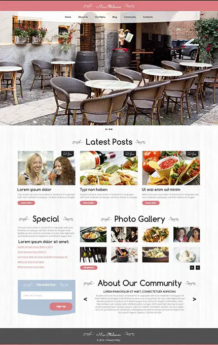 Cozy European Cafeteria: Free Restaurant WordPress Template