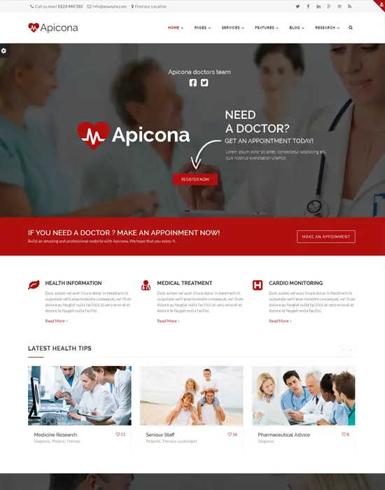 Apicona - Responsive Health WordPress Theme