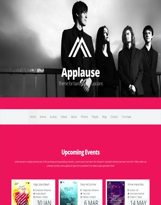 Applause - One-Page Responsive Music & DJ WP Theme