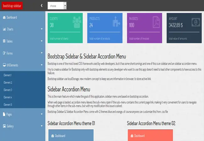 Bootstrap Sidebar & Sidebar Accordion Admin panel Menu