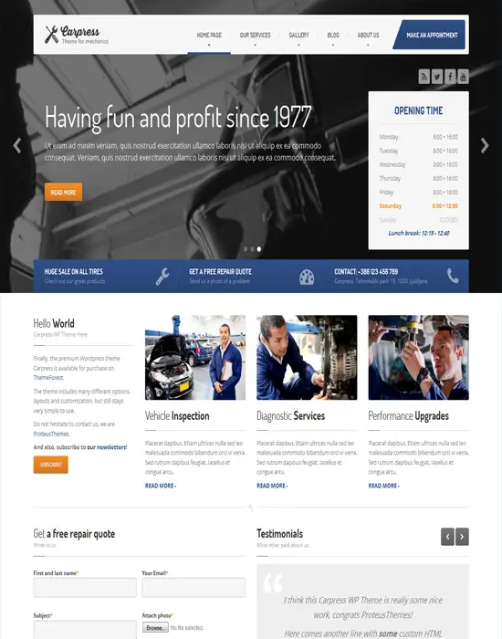 Carpress -Mechanic Workshops WordPress Theme 