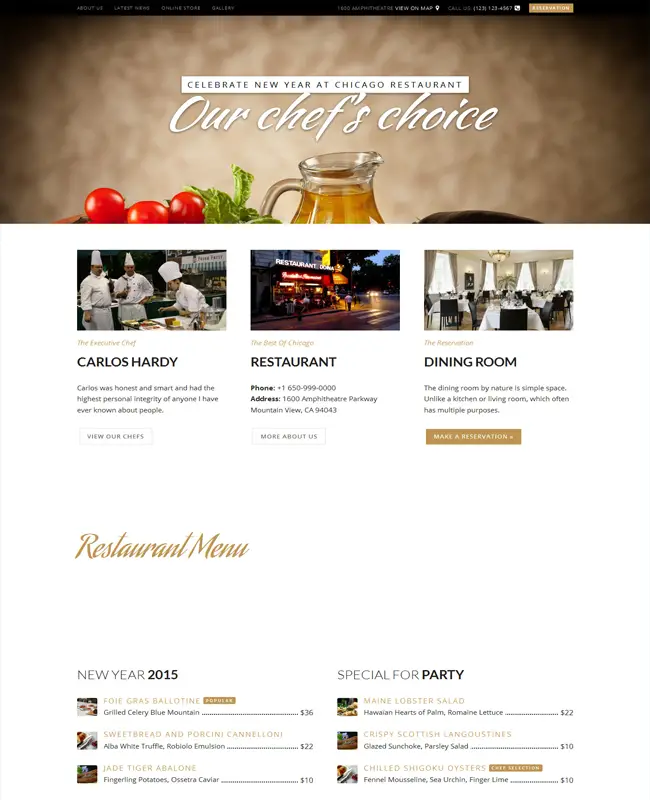 Chicago - Restaurant, Cafe, Bar and Bistro WordPress Theme