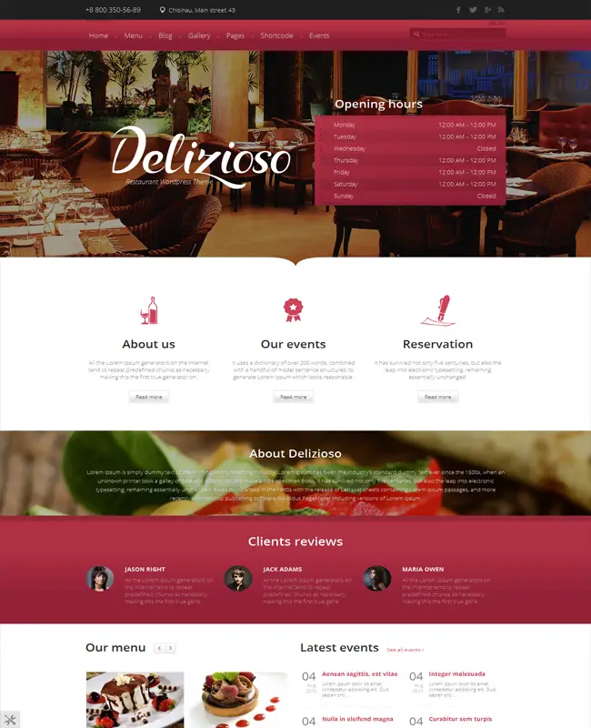Delizioso - WordPress Delicious Theme for Restaurant and bakery