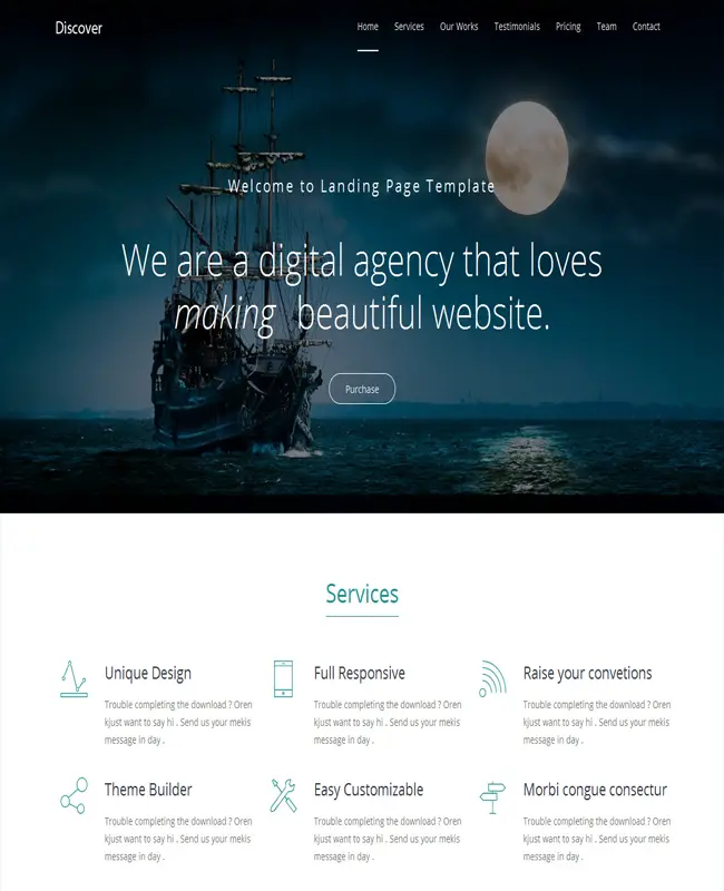 Discover - Sales and Marketing Single Landing Page Template