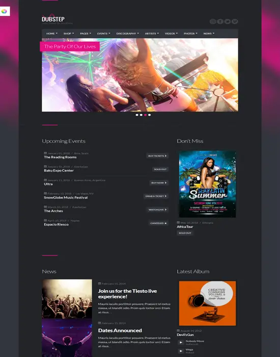 Dubstep - Responsive Premium Music WordPress Theme