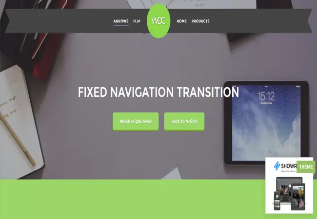 Fixed Navigation - jQuery and CSS3 Transition Menu plugin