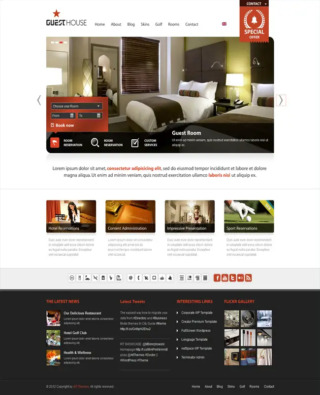 Guesthouse - hotel, travel agency wordpress theme