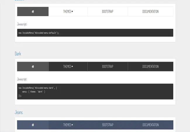 Incoded - JSON Menu Component Plugin