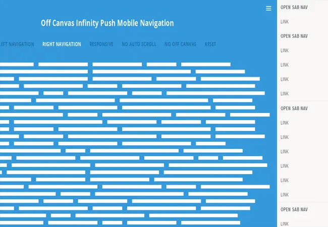 Infinity offcanvas - Responsive Navigation with various Position effect