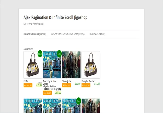 Jigoshop - Ajax Pagination & Infinite scroll animation Plugin
