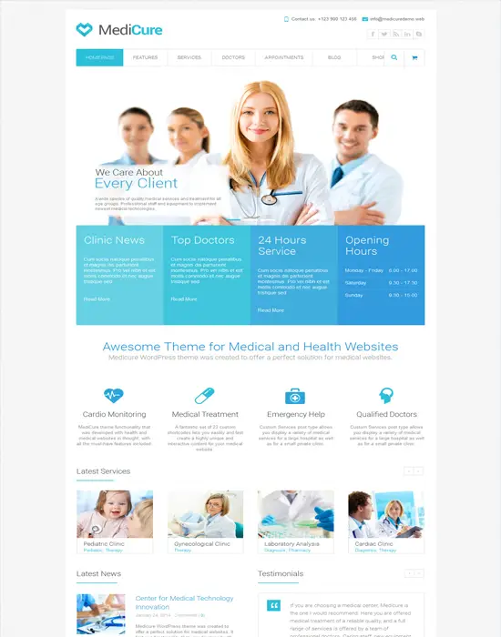 MediCure – Responsive Health & Medical Center WordPress Theme