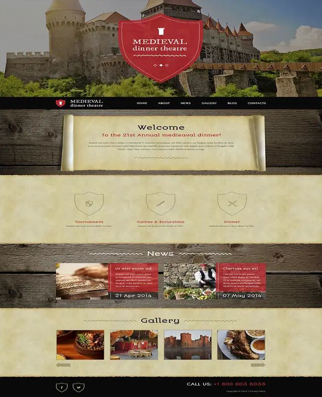 Medieval - Dinner Theatre Delicious Restaurant,Cafe WordPress Theme