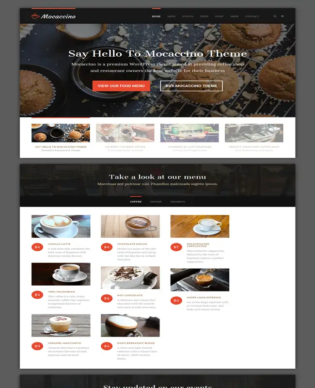 Mocaccino -WordPress Theme For Restaurants Cafe Business
