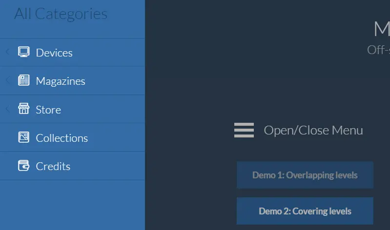 Multi-Level Push Menu - Off-screen navigation with multiple levels