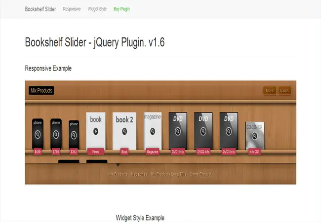 Multipurpose Bookshelf Slider - jQuery gallery Plugin