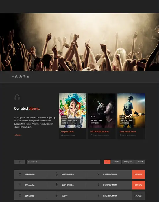MusicHub - Responsive Music/Band/Club/Party WordPress Theme