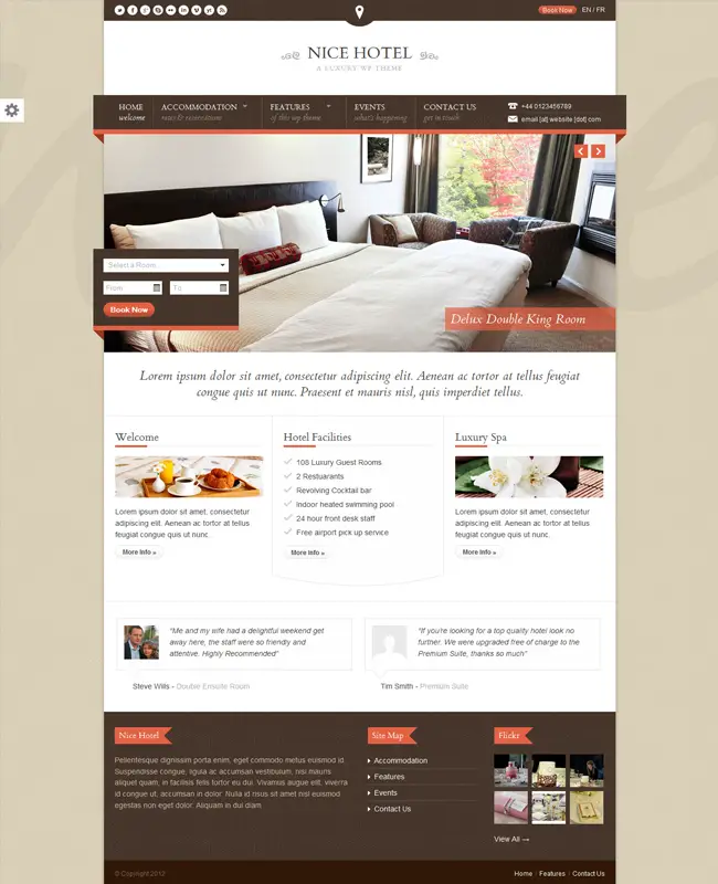 Nice Hotel - Hotel Reservation and Travel WordPress Theme