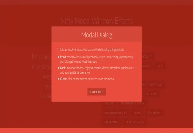 Nifty - Free Modal Popup Window Effects