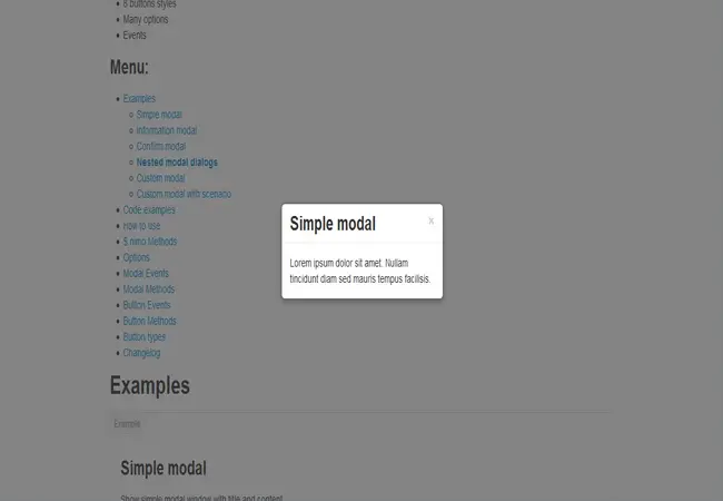 Nimo Modal - Bootstrap Based Lightweight Modal Plugin 