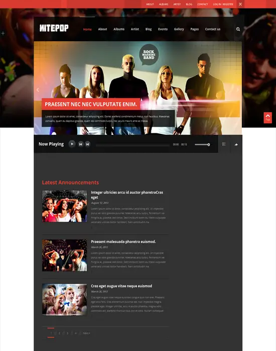 Nite Pop - Pop Music Band/Artist WordPress Responsive Theme